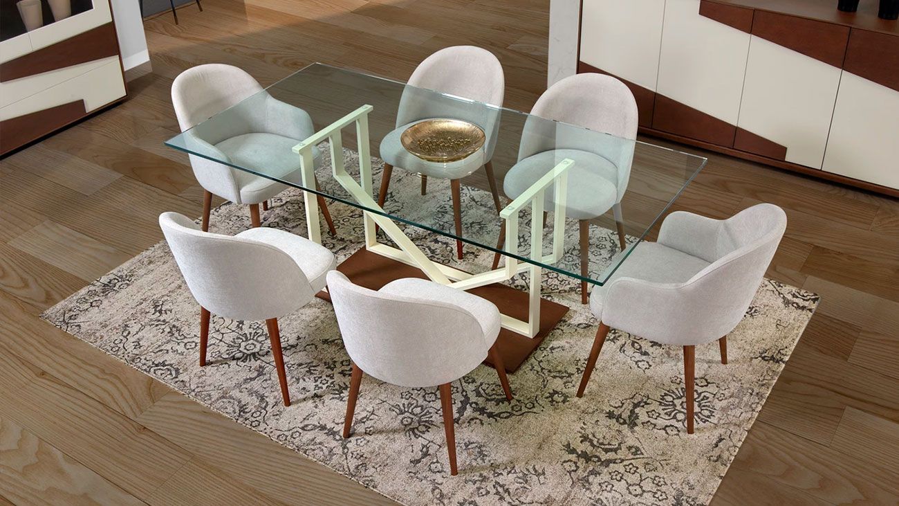 Mesa de Vidro Sintra, Mesas de jantar de vidro de diversos tamanhos e estilos.