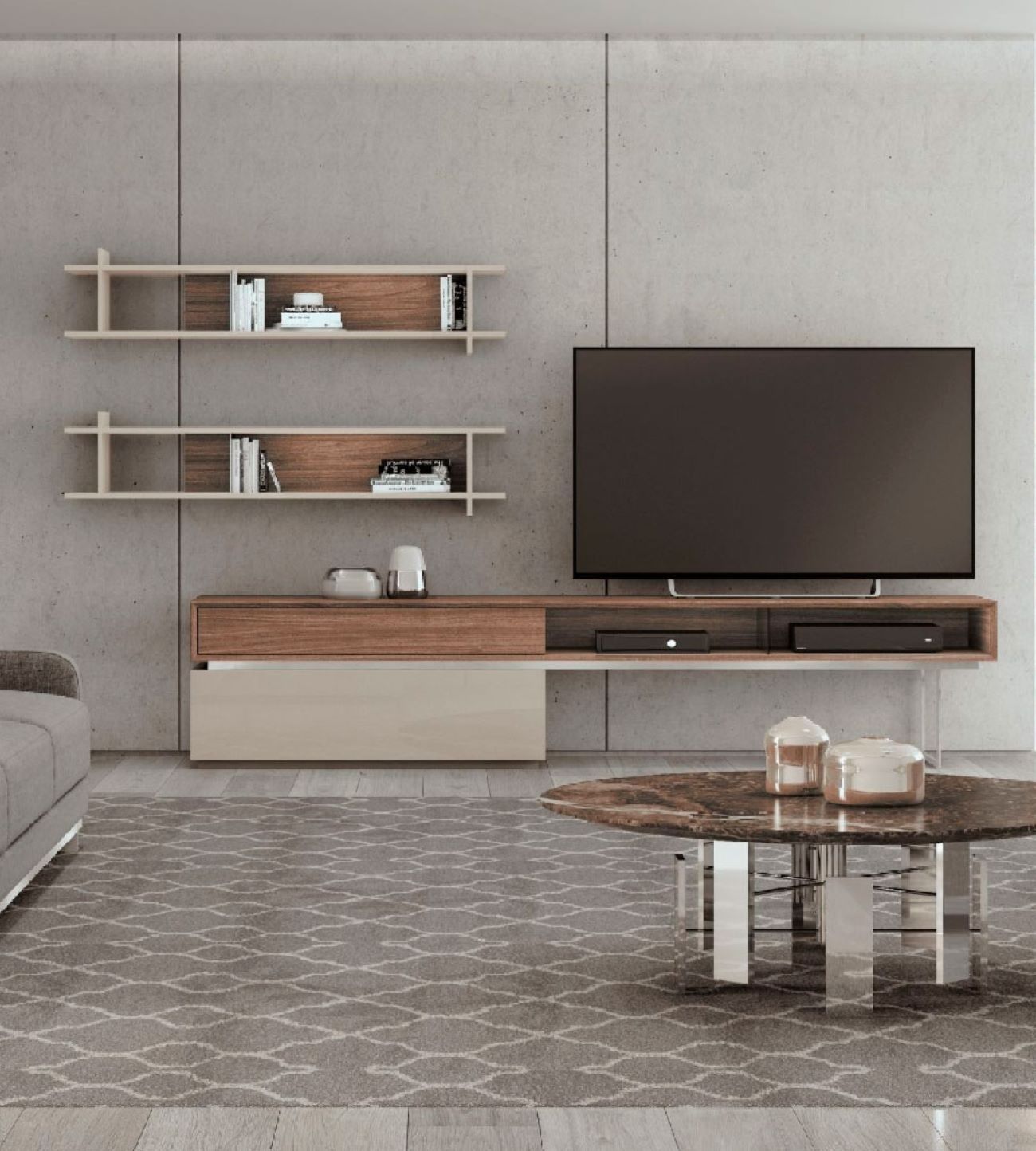 Composição TV Cart 01, Na Graça Interiores encontras diferentes ofertas de estantes TV para completar o teu espaço. Design moderno e funcional adaptados as tuas necessidades.