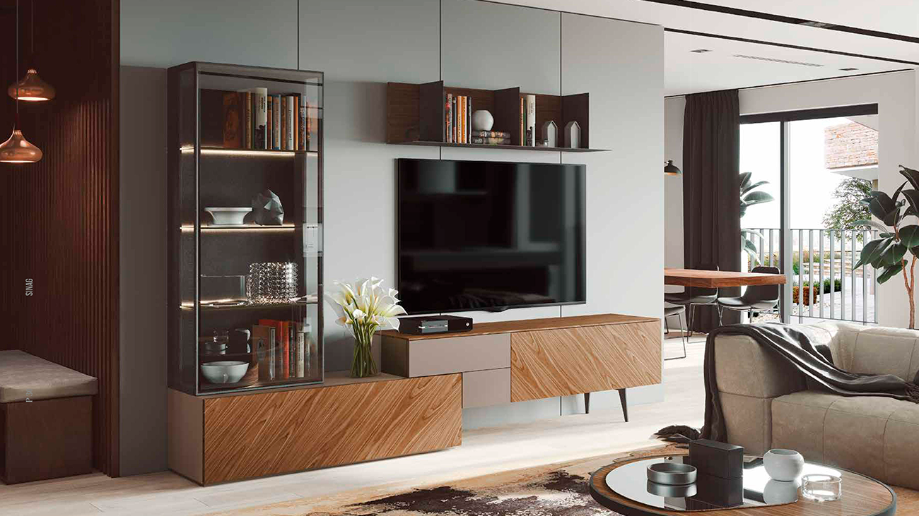 Composição TV Sinag 33, Na Graça Interiores encontras diferentes ofertas de estantes TV para completar o teu espaço. Design moderno e funcional adaptados as tuas necessidades.