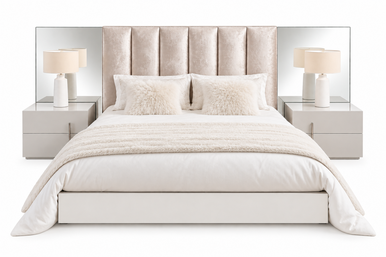 Cama Casal Cadiz, Camas Estofadas de vários estilos e opções de acabamentos.