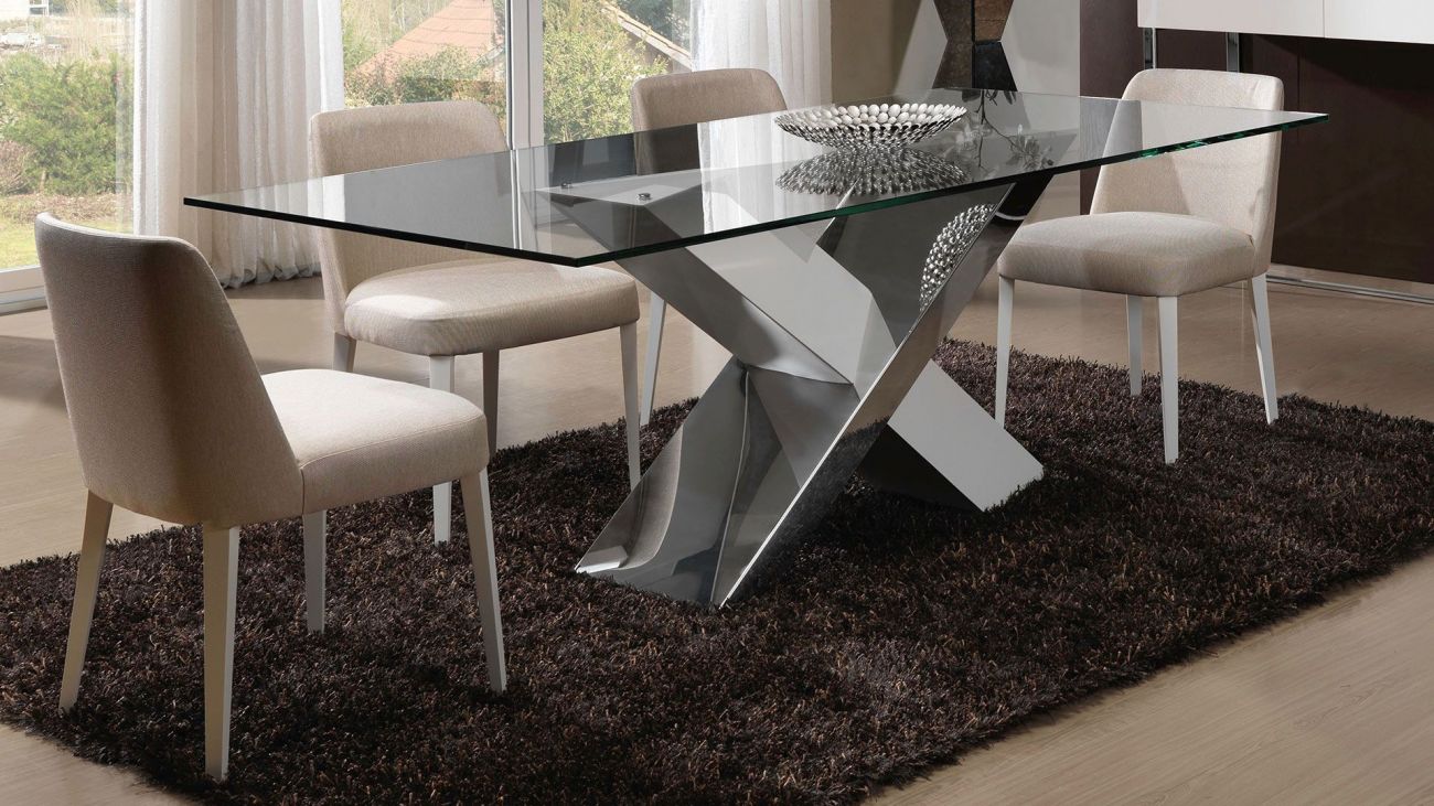 Mesa de Jantar Lotus II, Mesas de jantar de vidro de diversos tamanhos e estilos.