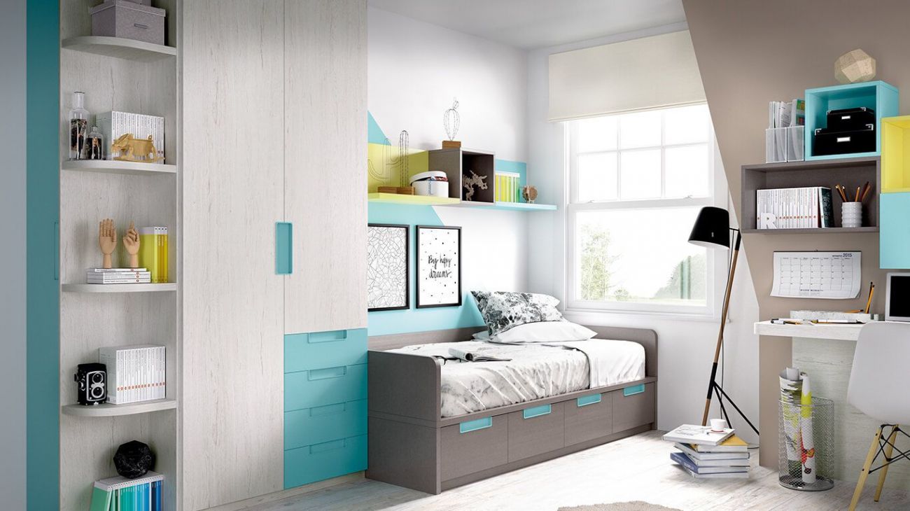 Quarto Juvenil H-209, Quartos coloridos personalizáveis e adaptáveis às necessidades da criança