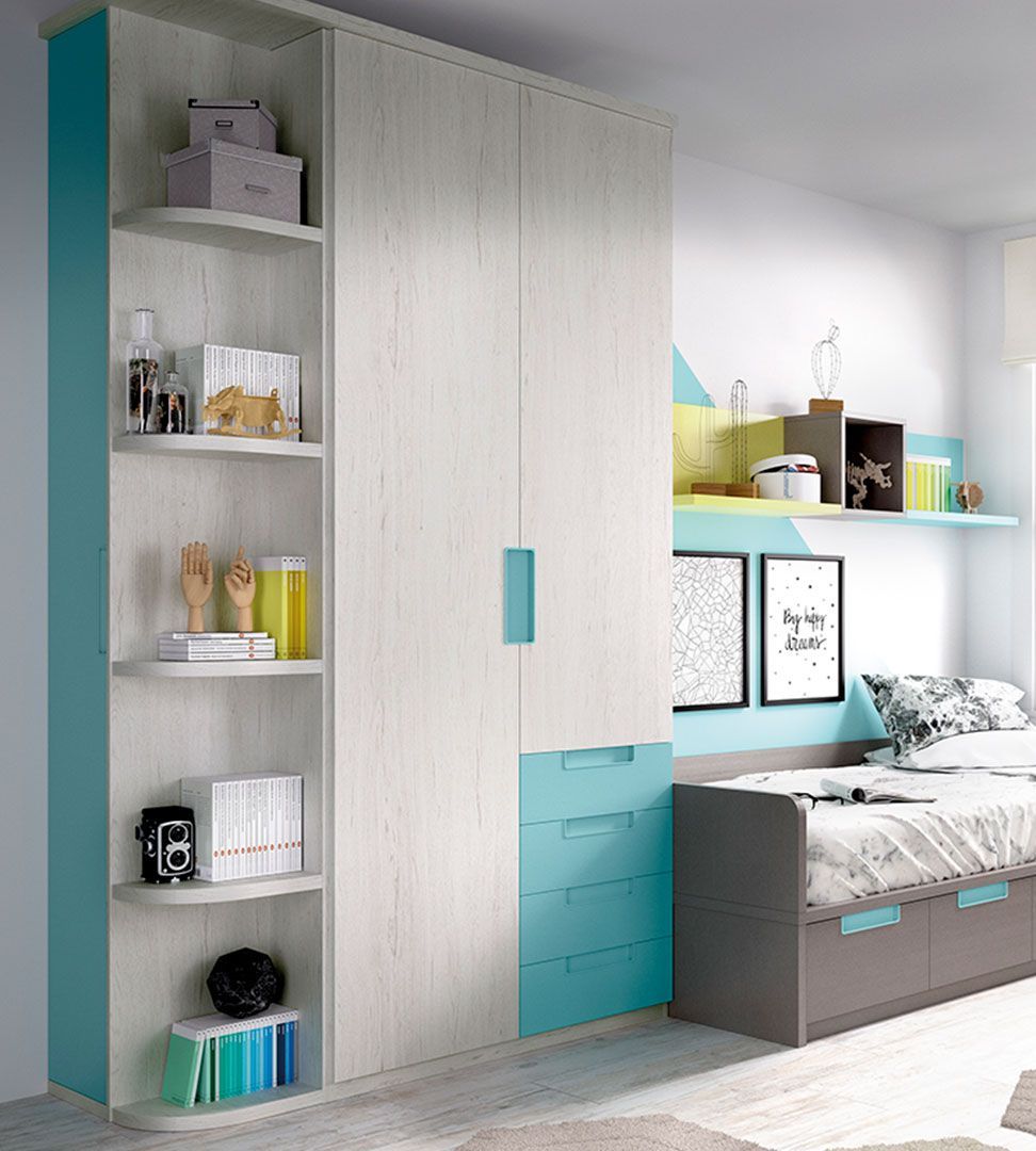 Quarto Juvenil H-209, Quartos coloridos personalizáveis e adaptáveis às necessidades da criança