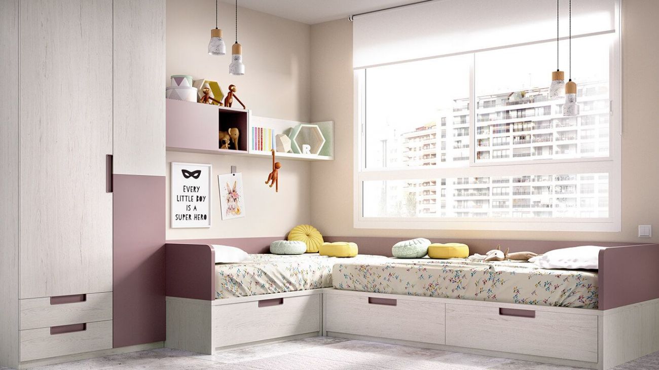 Quarto Juvenil H-214, Quartos coloridos personalizáveis e adaptáveis às necessidades da criança