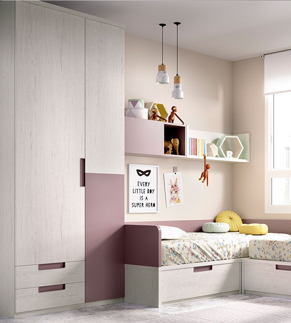 Quarto Juvenil H-214, Quartos coloridos personalizáveis e adaptáveis às necessidades da criança