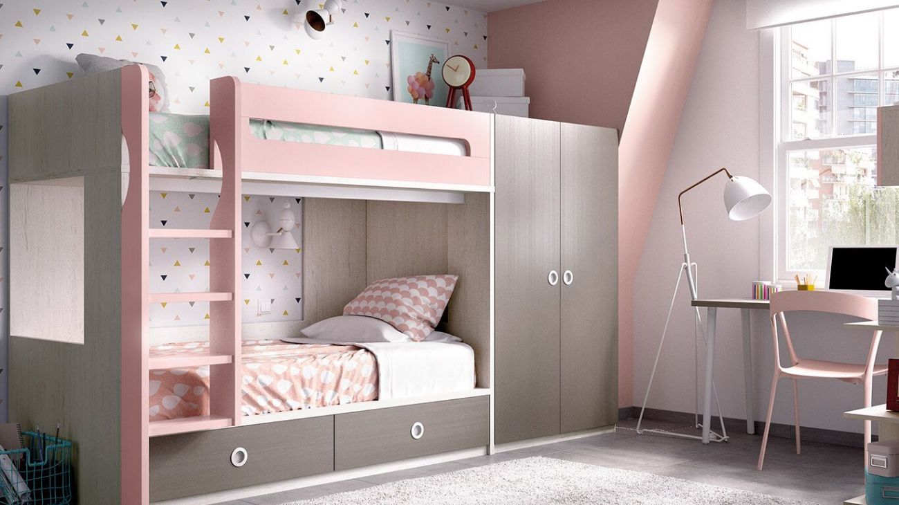 Quarto Juvenil H-302, Quartos coloridos personalizáveis e adaptáveis às necessidades da criança