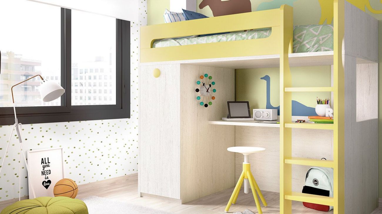 Quarto Juvenil H-306, Quartos coloridos personalizáveis e adaptáveis às necessidades da criança