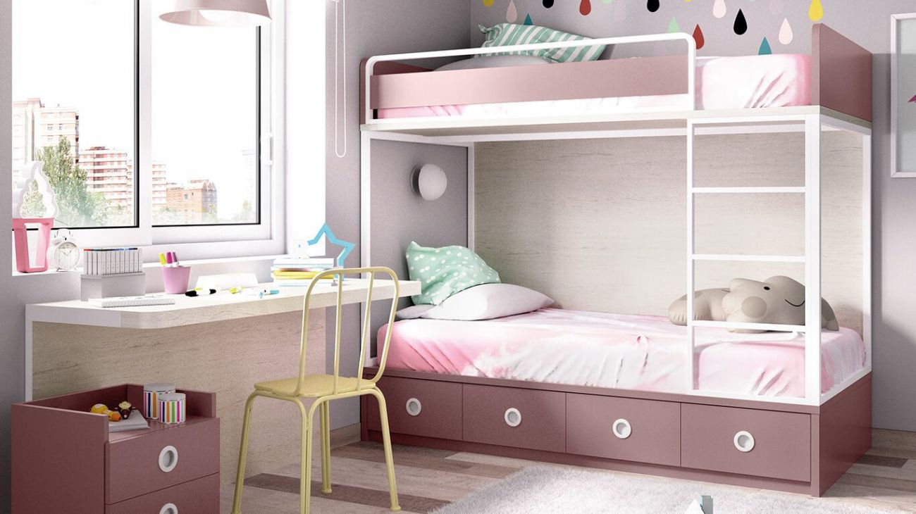 Quarto Juvenil H-308, Quartos coloridos personalizáveis e adaptáveis às necessidades da criança