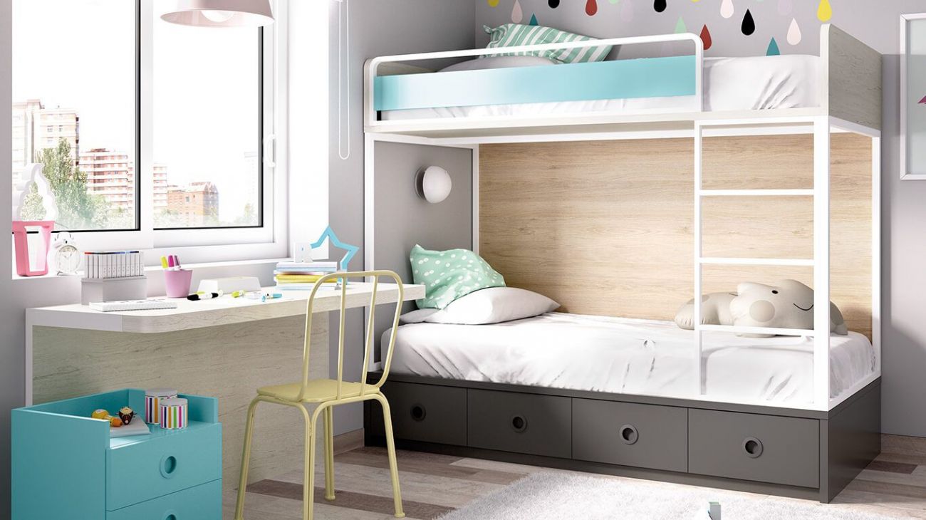 Quarto Juvenil H-308, Quartos coloridos personalizáveis e adaptáveis às necessidades da criança