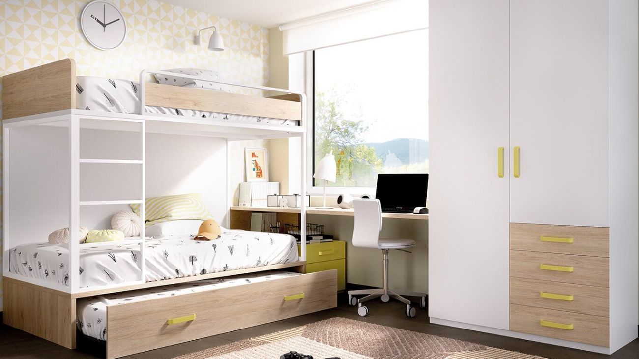 Quarto Juvenil H-309, Quartos coloridos personalizáveis e adaptáveis às necessidades da criança