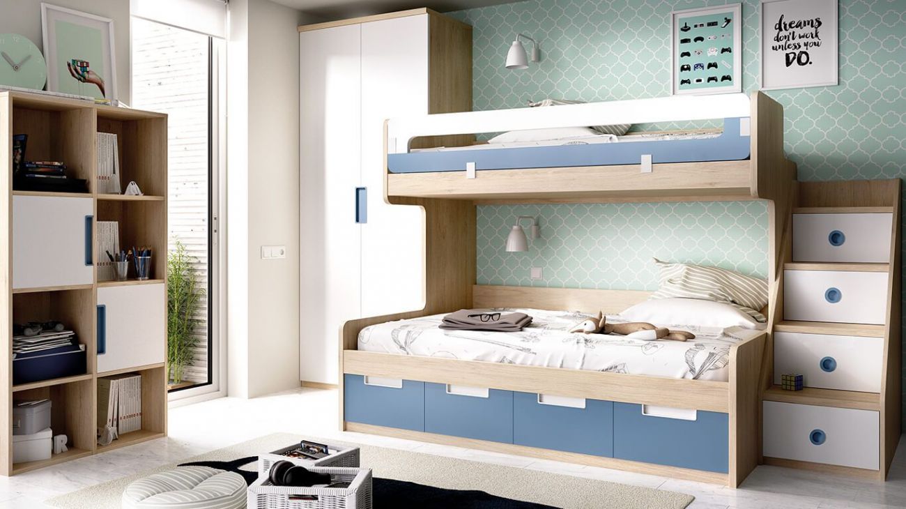 Quarto Juvenil H-311, Quartos coloridos personalizáveis e adaptáveis às necessidades da criança