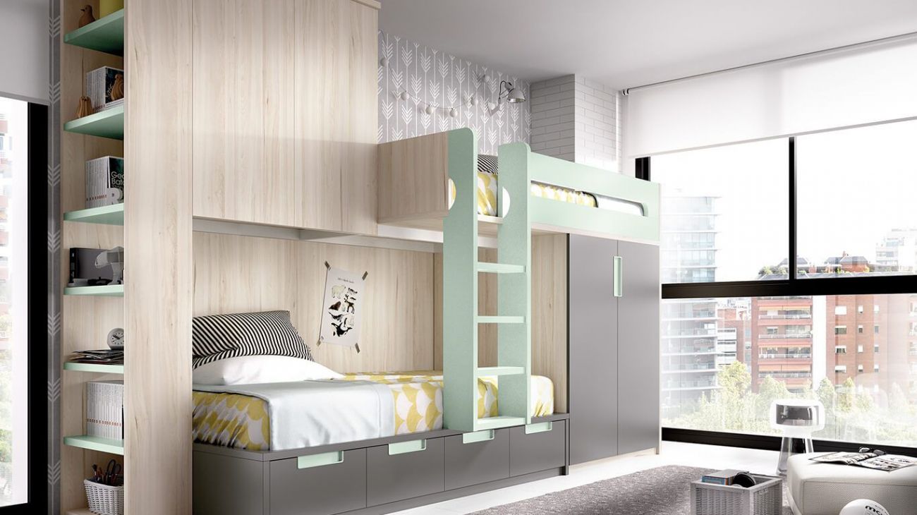 Quarto Juvenil H-315, Quartos coloridos personalizáveis e adaptáveis às necessidades da criança