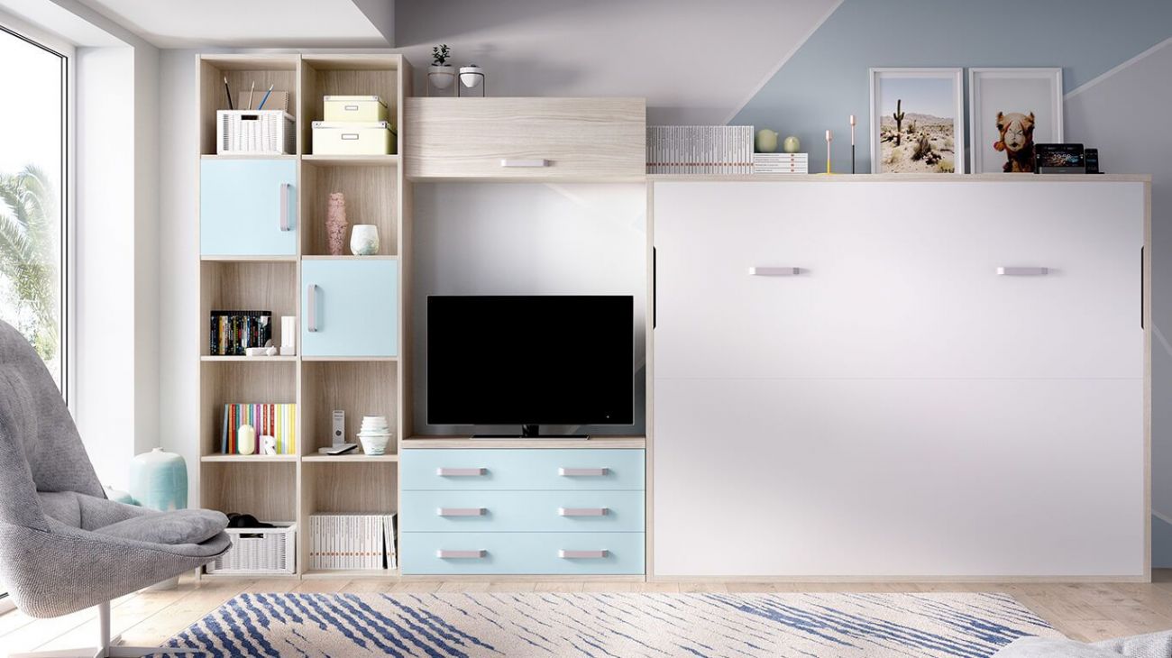 Quarto Juvenil H-415, Quartos coloridos personalizáveis e adaptáveis às necessidades da criança